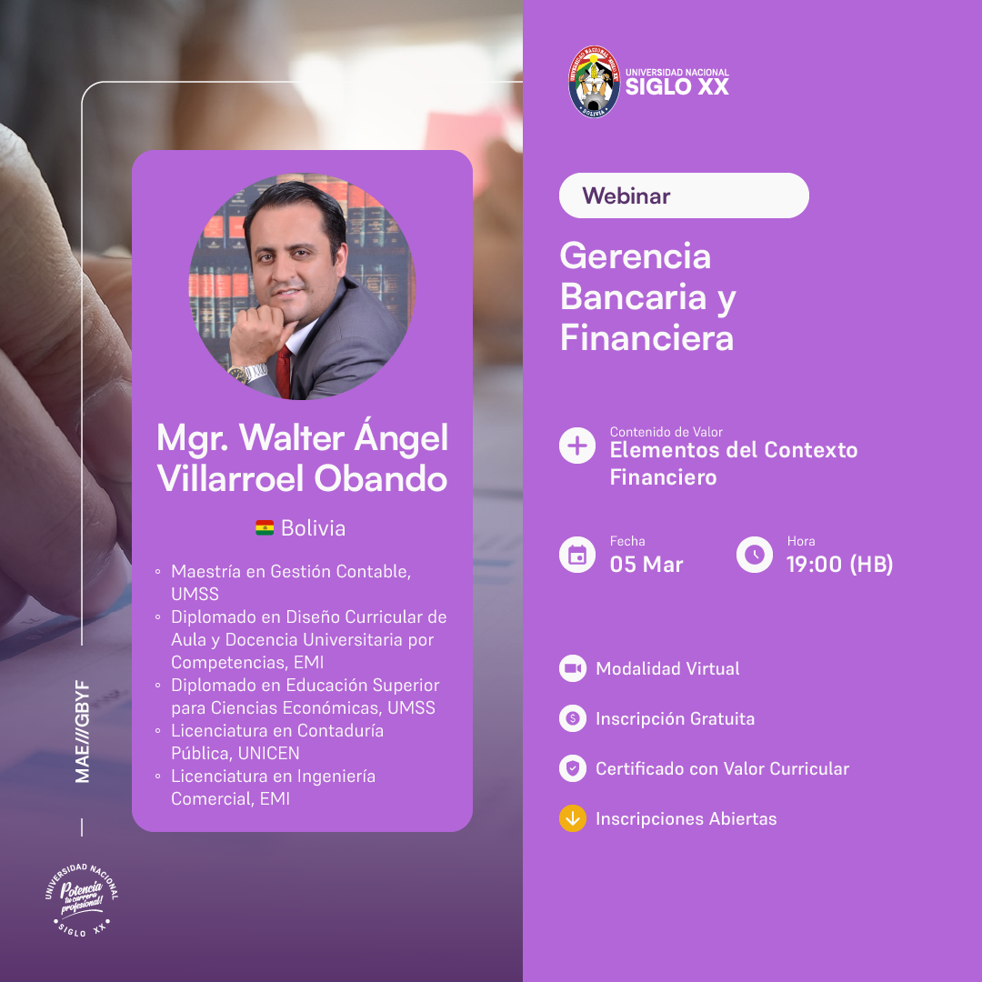 Imagen del evento Webinar de Gerencia Bancaria y Financiera